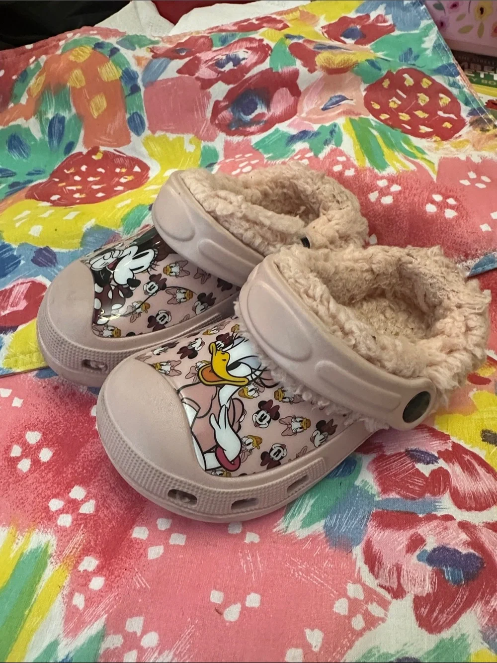 Disney Pink Mickey & Daisy Fleece-Lined Slip-On Clog Slippers